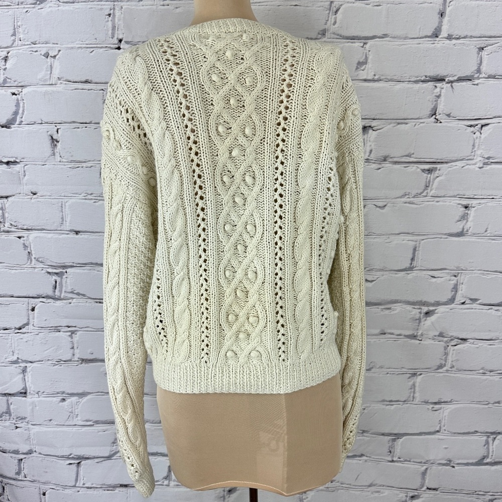 Vtg Distinction Hand Knitted Cardigan Sweater Cable Knit Med Cottagecore Granny - Picture 3 of 9